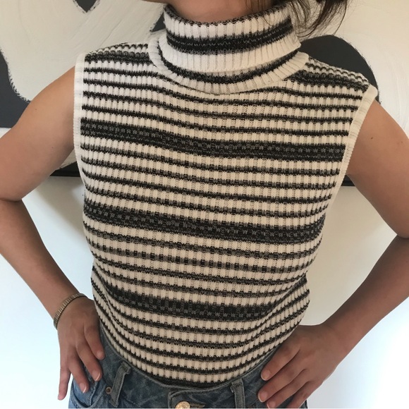 Vintage Striped Knit Sleeveless Sweater - Picture 3 of 4